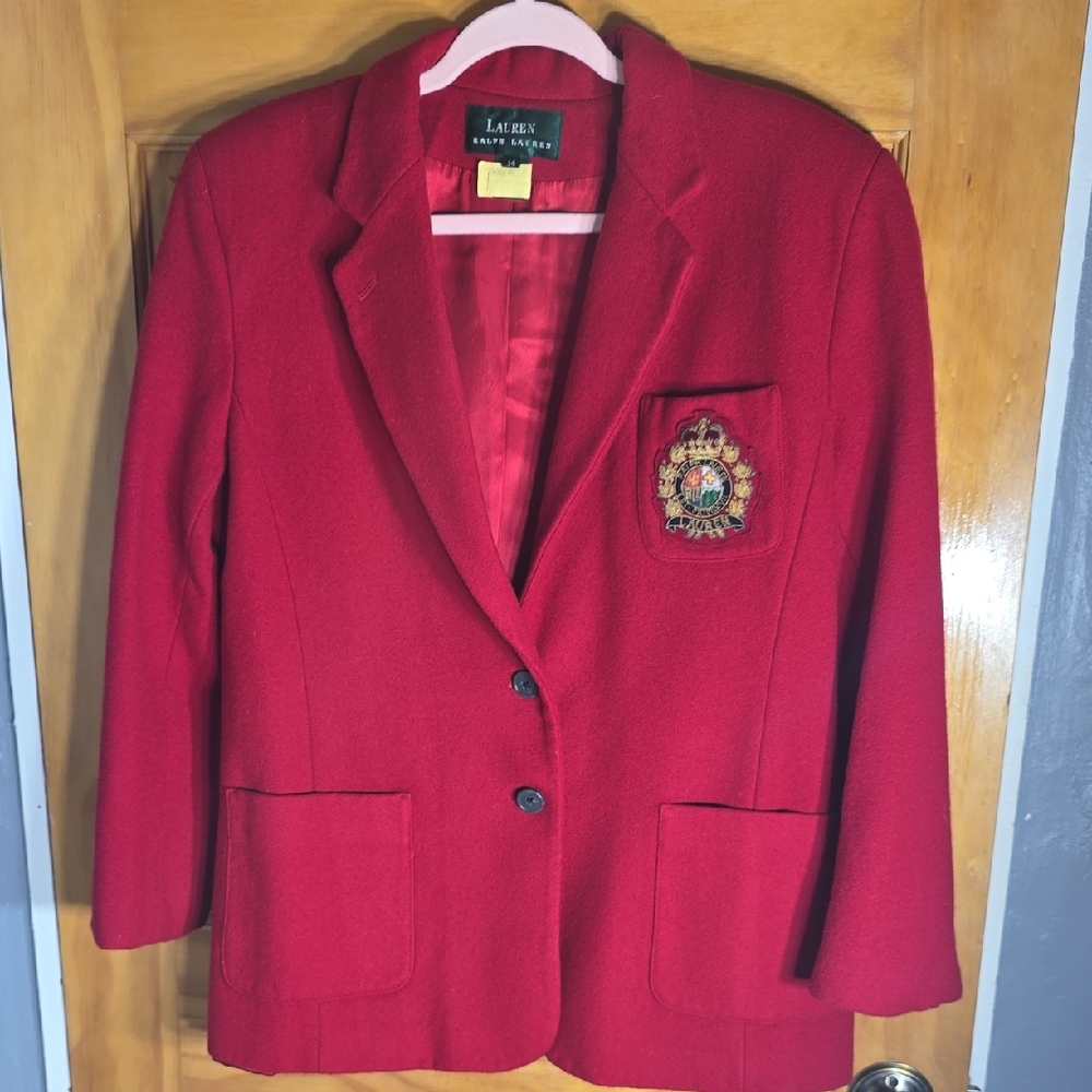 Lauren Ralph Lauren Women's Embroidered Red Blazer Size 14. Box L